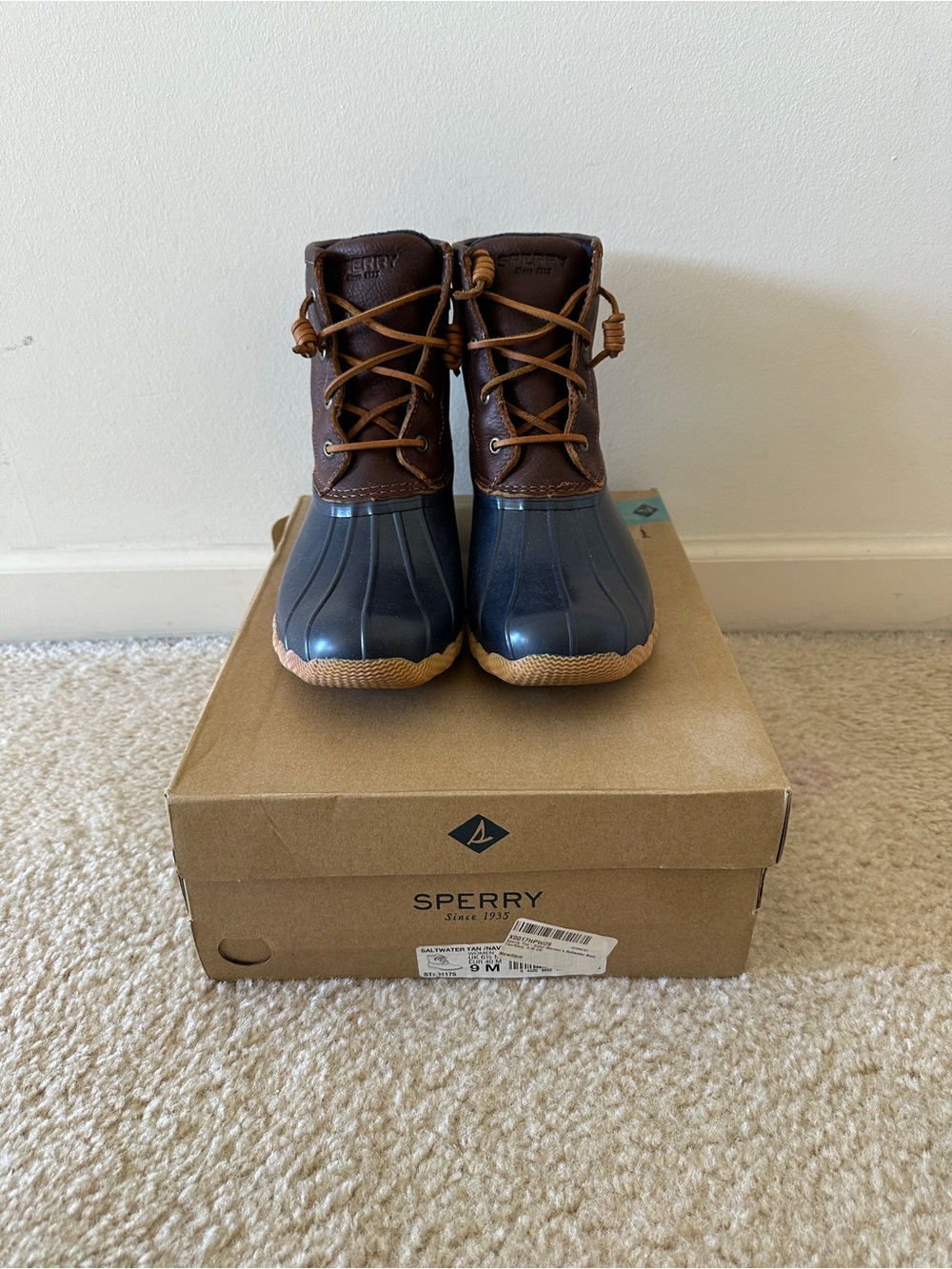 Sperry Navy and Brown Duck Boots (Size 9 US)
